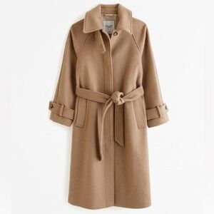 Abercrombie & Fitch Wool-Blend Funnel Neck Coat